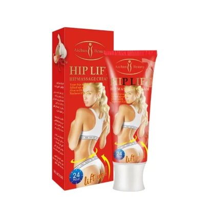 Aichun Beauty Hip Lift qablaşdırması, popo omba və arxa bölgəsini tonlayıb möhkəmləndirən və 24 saat təsirli olan masaj kremi dizaynını göstərir. Təbii ekstraktlar ilə zənginləşdirilmiş bu məhsul, dərini sıxlaşdırır və daha firm görünüş yaradır Упаковка крема Aichun Beauty Hip Lift, показывающая его действие по укреплению и подтягиванию бедер и ягодиц. Крем с натуральными экстрактами, оказывающий эффект в течение 24 часов и способствующий уплотнению кожи