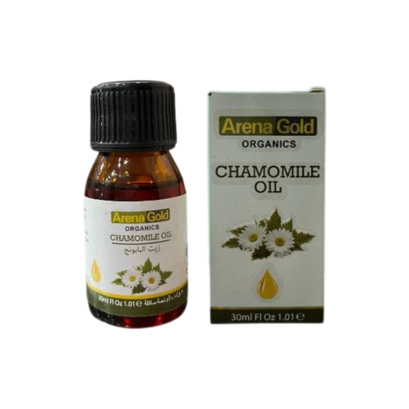 Arena Gold Chamomile Oil, dərini sakitləşdirən və saç uclarını qoruyan təbii orqanik yağ.