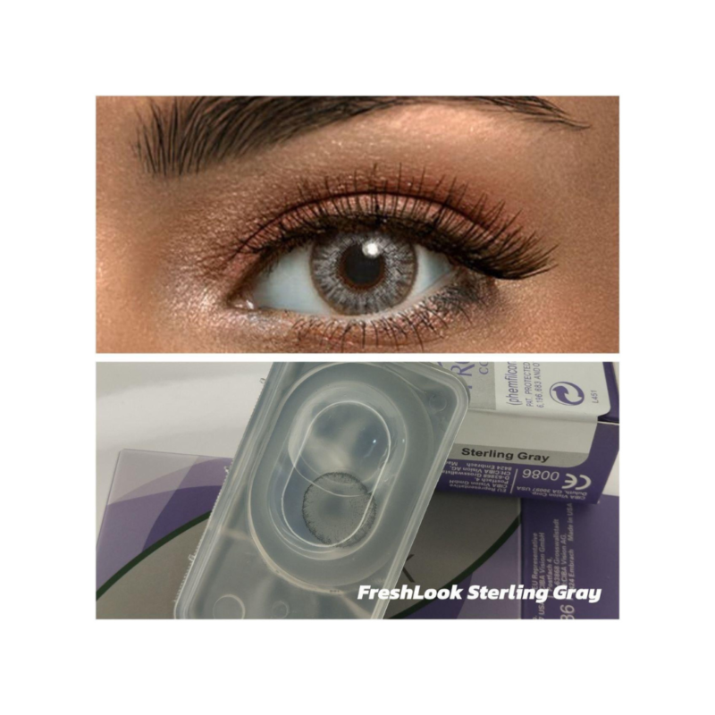 FreshLook Sterling Gray kosmetik linzalar, gözlərə dərinlik və ifadə verən məhsulun şəkli Косметические линзы FreshLook Sterling Gray, изображение линз, которые придают глазам глубину и выразительность