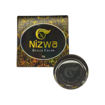 Nizwa Beauty Krem qabı və 25g-lik gözəllik kremi, dərini təmizləyən və parlaqlaşdıran məhsulun şəkli Крем Nizwa Beauty Cream в упаковке 25 г, изображение с продуктом, который улучшает сияние кожи и борется с акне