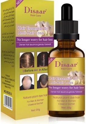 Disaar Hair Essential Oil – saç tökülməsinə qarşı zəncəfil tərkibli təbii yağ, kişilər və qadınlar üçün sıx və sağlam saçlar üçün serum